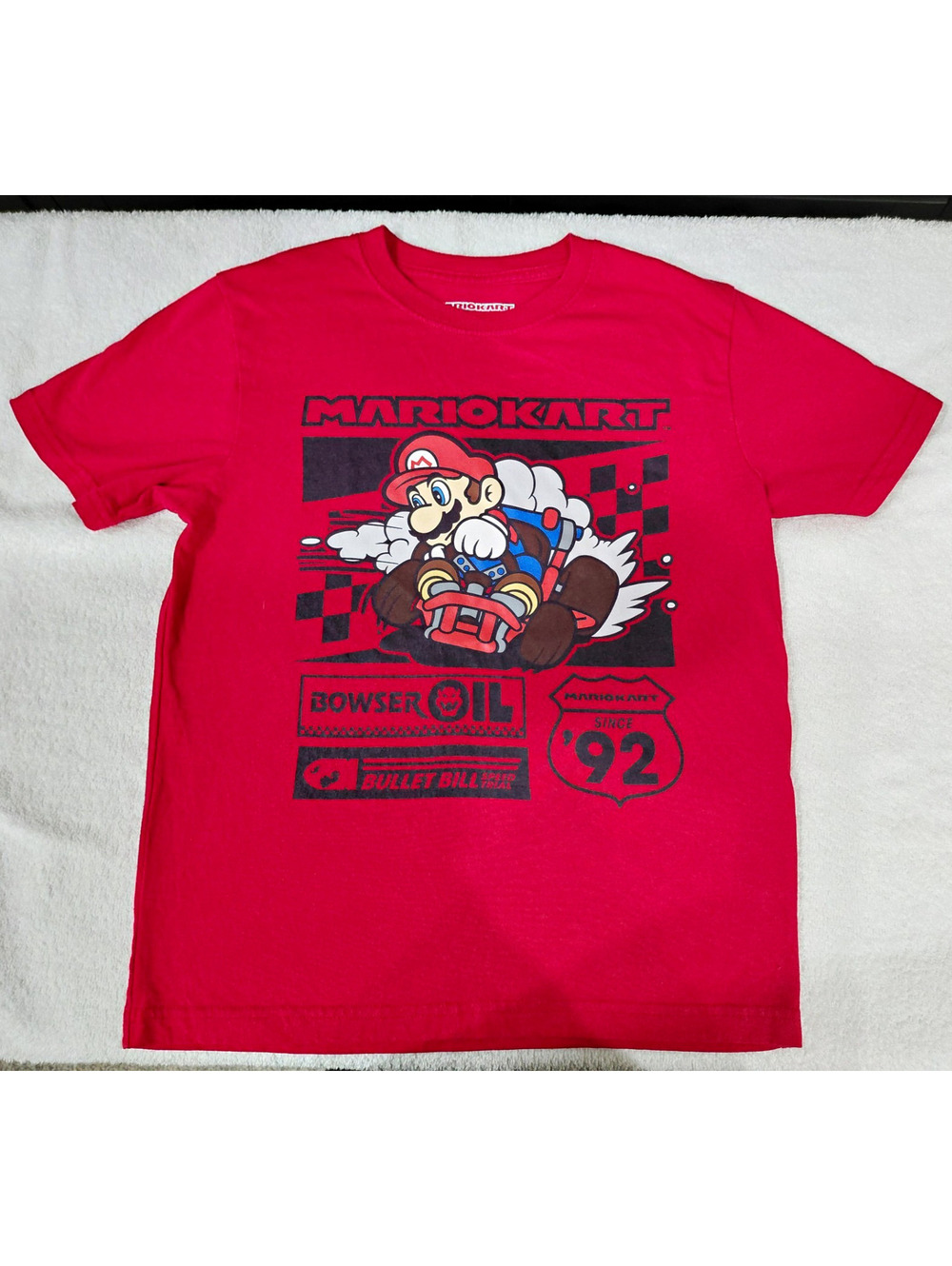Mario Kart Boys T-Shirt Size 10-12 Red Graphic Print Short Sleeve Crew Neck